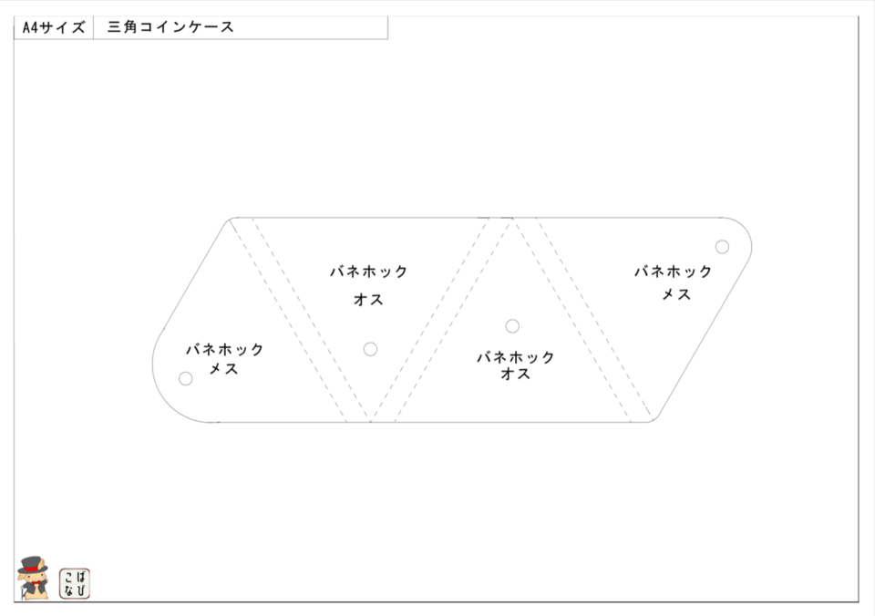 三角コインケースの型紙
